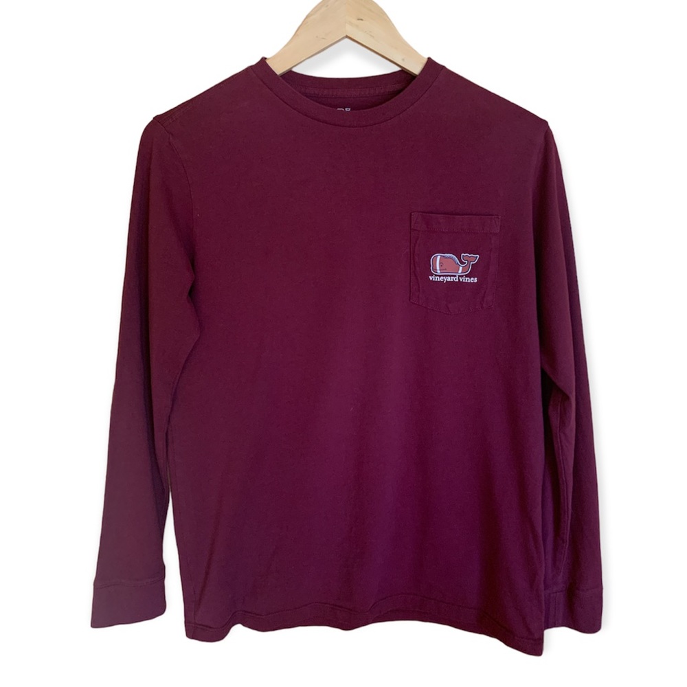 Vineyard Vines Boys' Football Whale Long-Sleeve Pocket Tee
